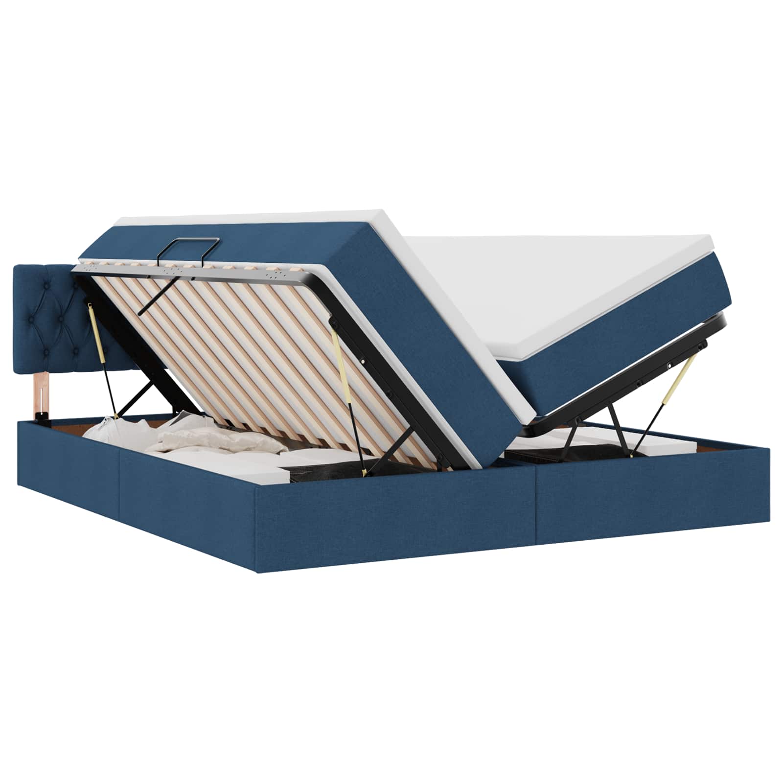 Κρεβάτι με φώτα λωρίδας LED Μπλε 180 x 200 cm ύφασμα - Pakobazaar