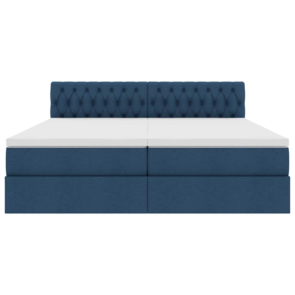 Κρεβάτι με φώτα λωρίδας LED Μπλε 200 x 200 cm ύφασμα - Pakobazaar