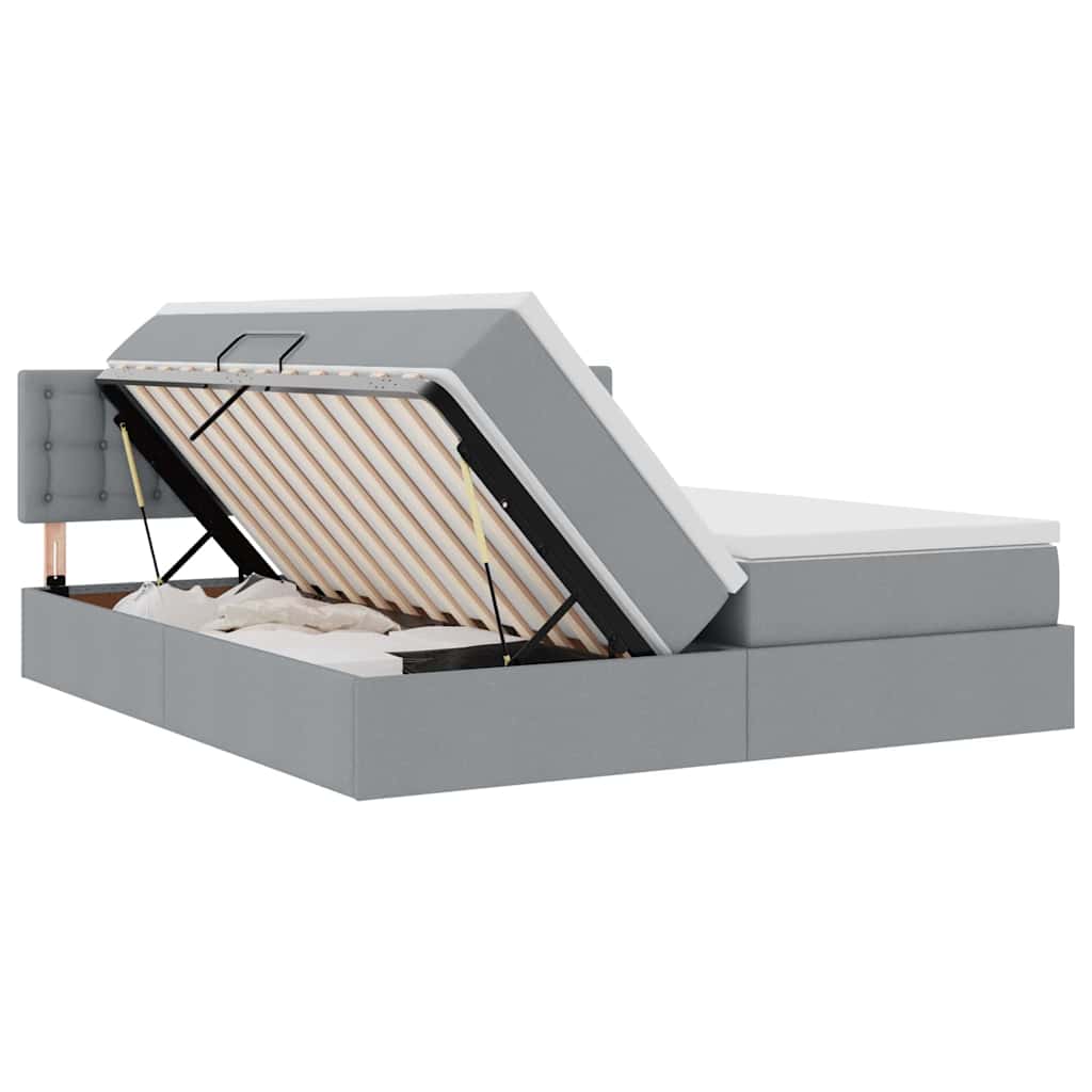 Κρεβάτι με φώτα λωρίδας LED Ανοιχτό γκρι 180 x 200 cm ύφασμα - Pakobazaar