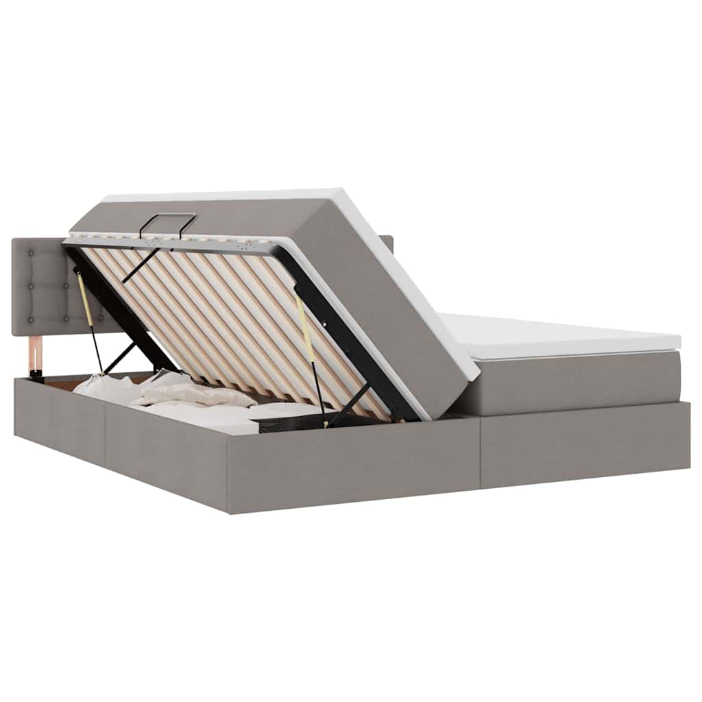 Κρεβάτι με φώτα λωρίδας LED Taupe 180 x 200 cm ύφασμα - Pakobazaar