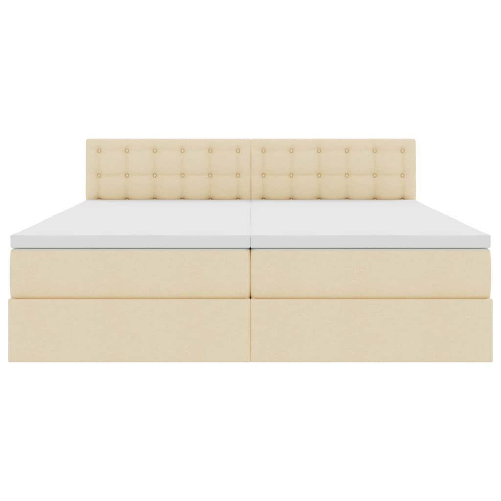 Κρεβάτι με φώτα λωρίδας LED Κρέμ 180 x 200 cm ύφασμα - Pakobazaar