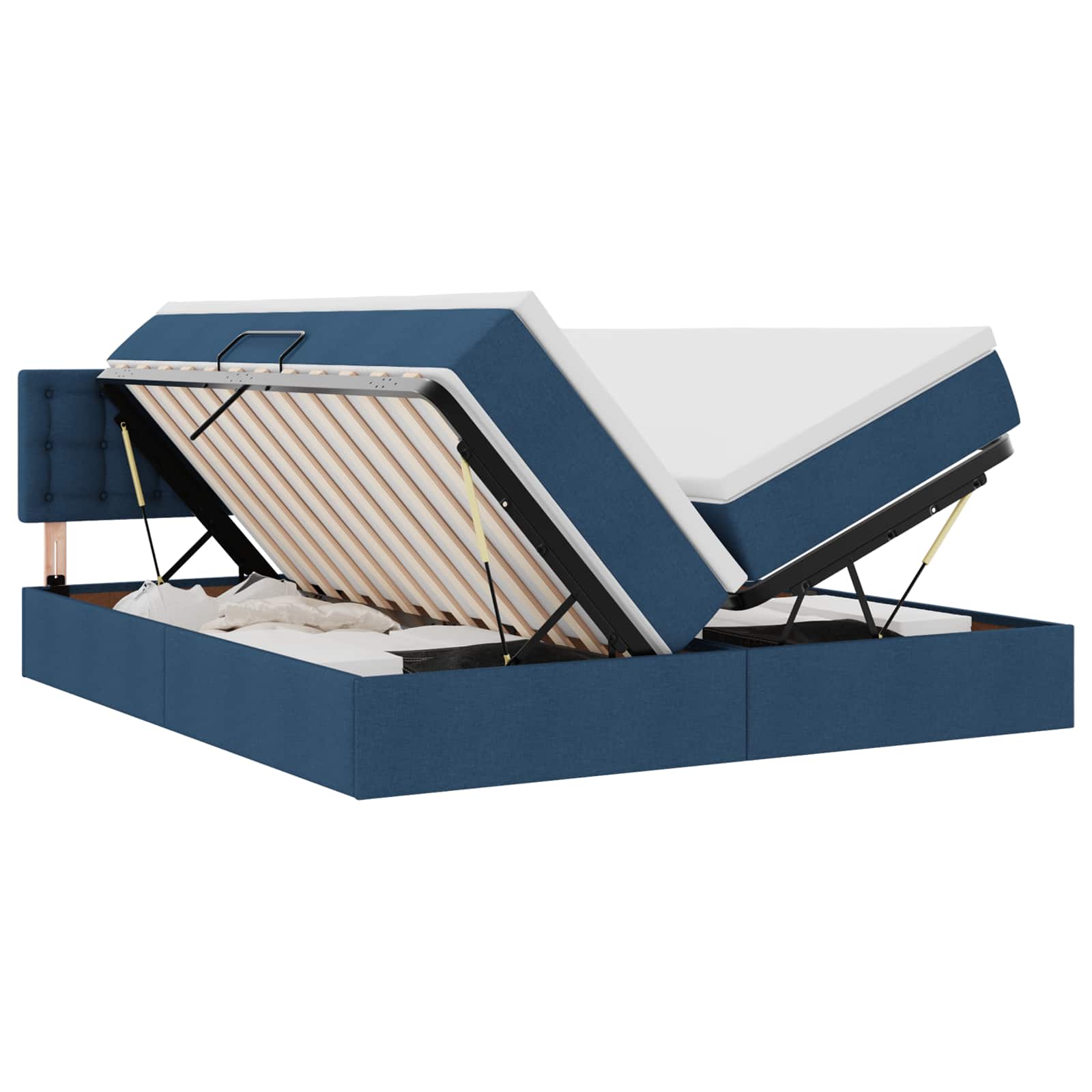 Κρεβάτι με φώτα λωρίδας LED Μπλε 180 x 200 cm ύφασμα - Pakobazaar