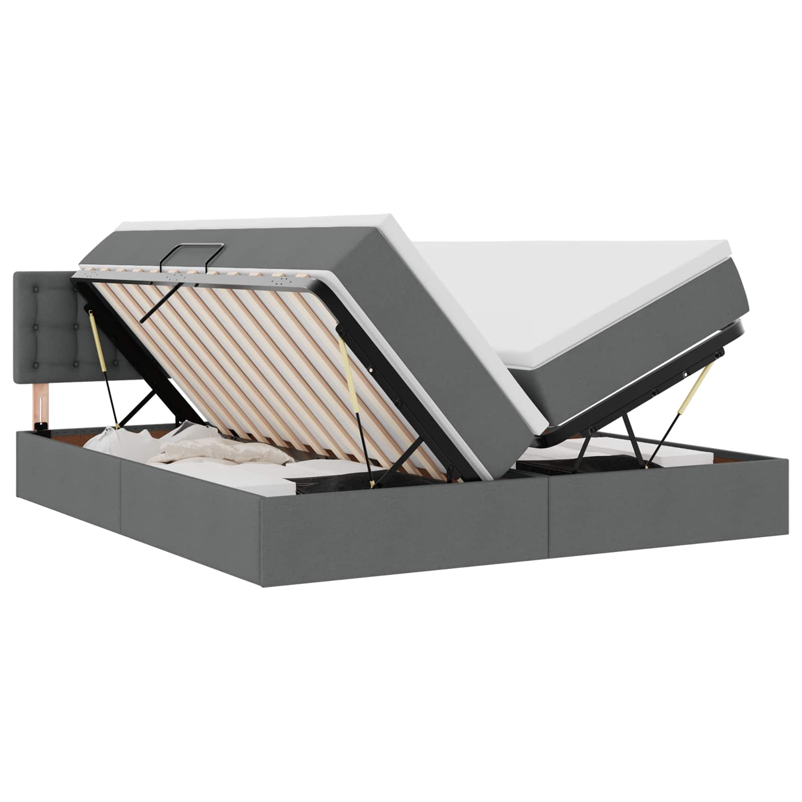 Κρεβάτι με φώτα λωρίδας LED Σκούρο Γκρι 200 x 200 cm ύφασμα - Pakobazaar