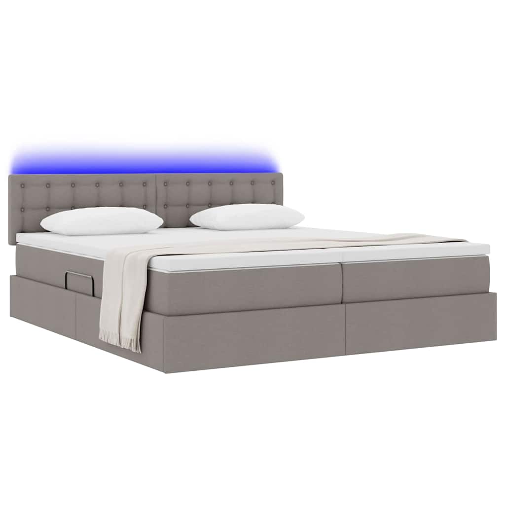 Κρεβάτι με φώτα λωρίδας LED Taupe 200 x 200 cm ύφασμα - Pakobazaar
