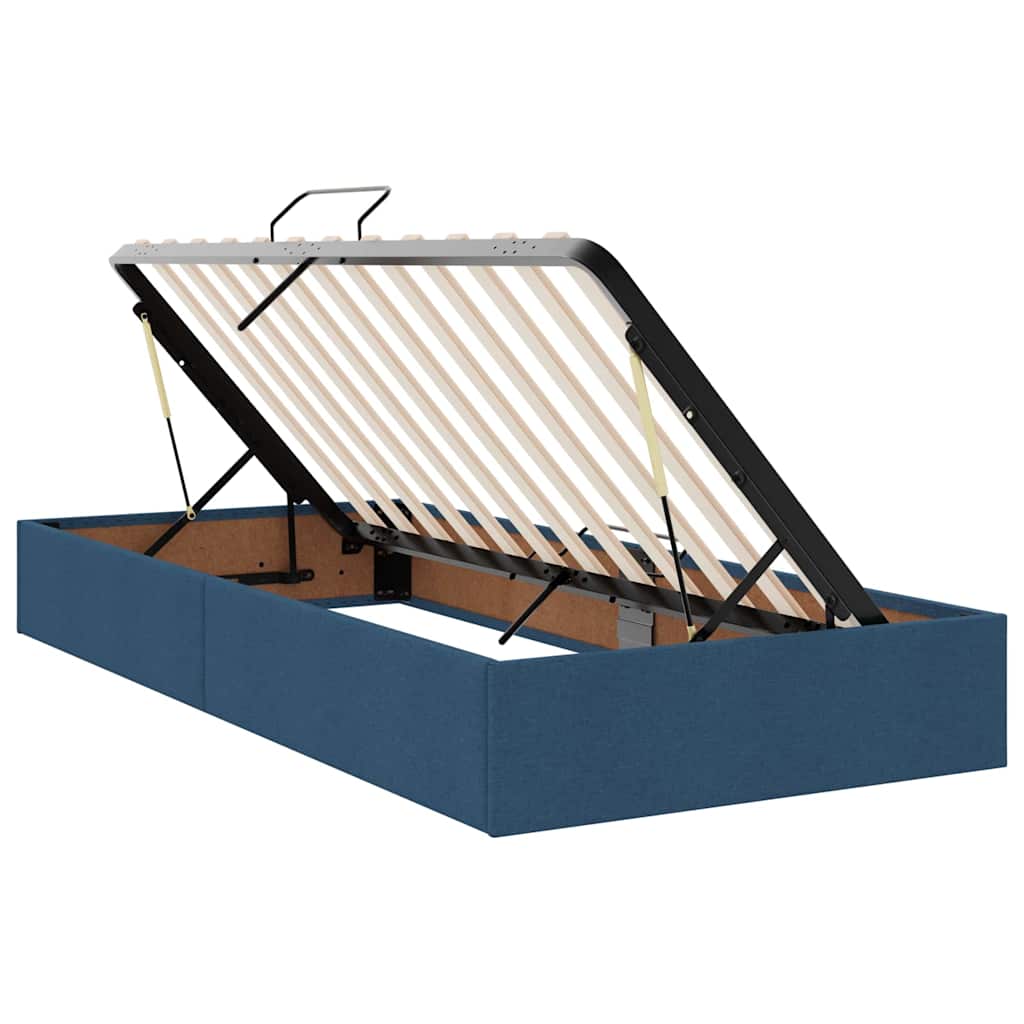 Κρεβάτι με φώτα λωρίδας LED Μπλε 200 x 200 cm ύφασμα - Pakobazaar