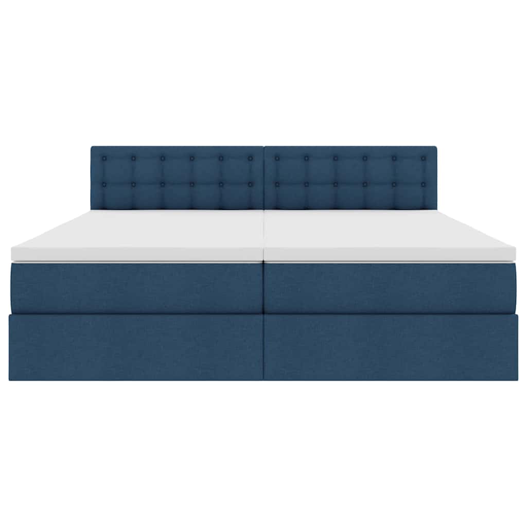 Κρεβάτι με φώτα λωρίδας LED Μπλε 200 x 200 cm ύφασμα - Pakobazaar