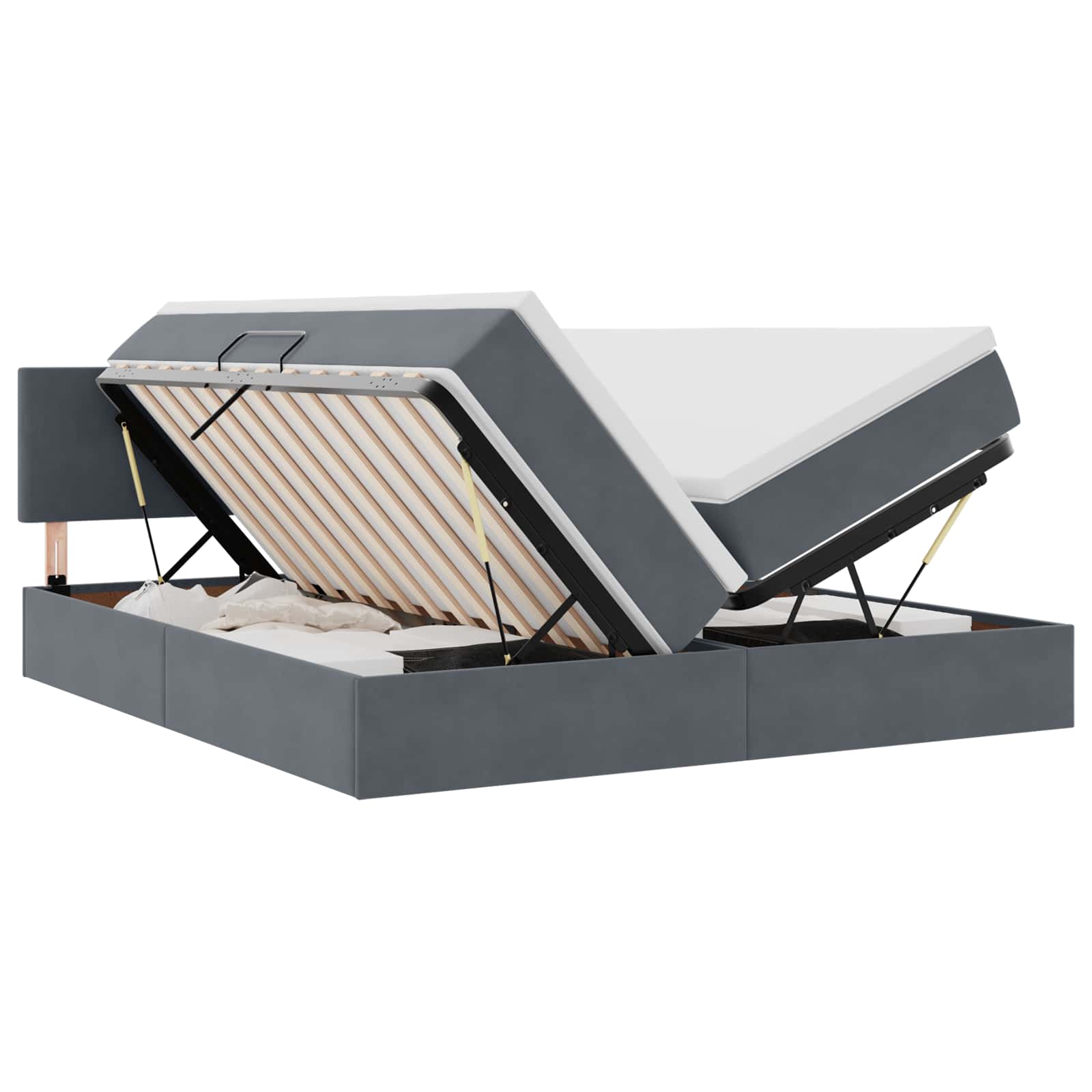 Κρεβάτι με φώτα λωρίδας LED Σκούρο Γκρι 180 x 200 cm Βελούδο - Pakobazaar