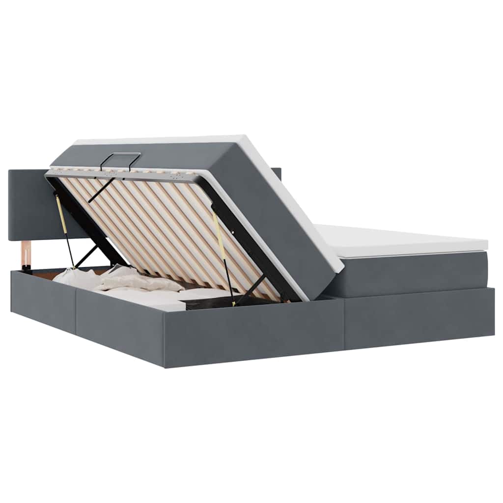 Κρεβάτι με φώτα λωρίδας LED Σκούρο Γκρι 180 x 200 cm Βελούδο - Pakobazaar