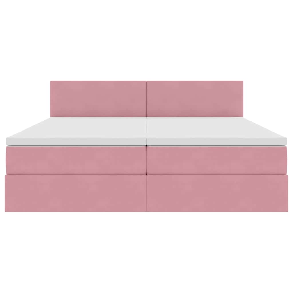 Κρεβάτι με φώτα λωρίδας LED Ροζ 180 x 200 cm Βελούδο - Pakobazaar