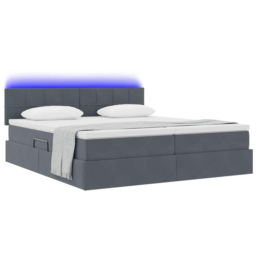 Κρεβάτι με φώτα λωρίδας LED Σκούρο Γκρι 180 x 200 cm Βελούδο - Pakobazaar