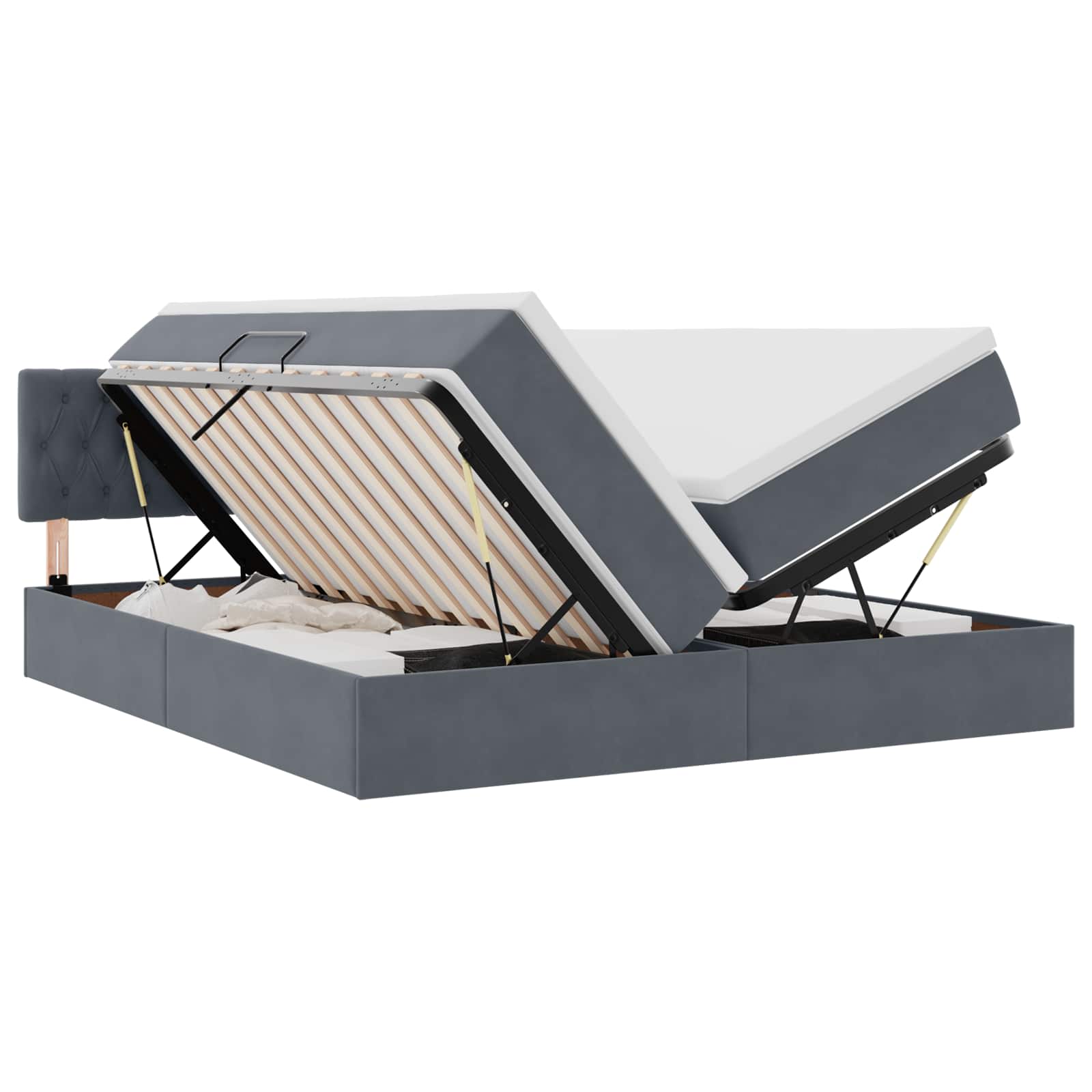 Κρεβάτι με φώτα λωρίδας LED Σκούρο Γκρι 180 x 200 cm Βελούδο - Pakobazaar