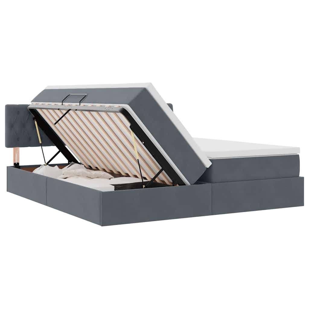 Κρεβάτι με φώτα λωρίδας LED Σκούρο Γκρι 180 x 200 cm Βελούδο - Pakobazaar