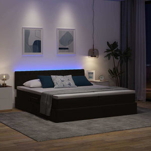 Κρεβάτι με φώτα λωρίδας LED Μαύρο 180 x 200 cm Βελούδο - Pakobazaar