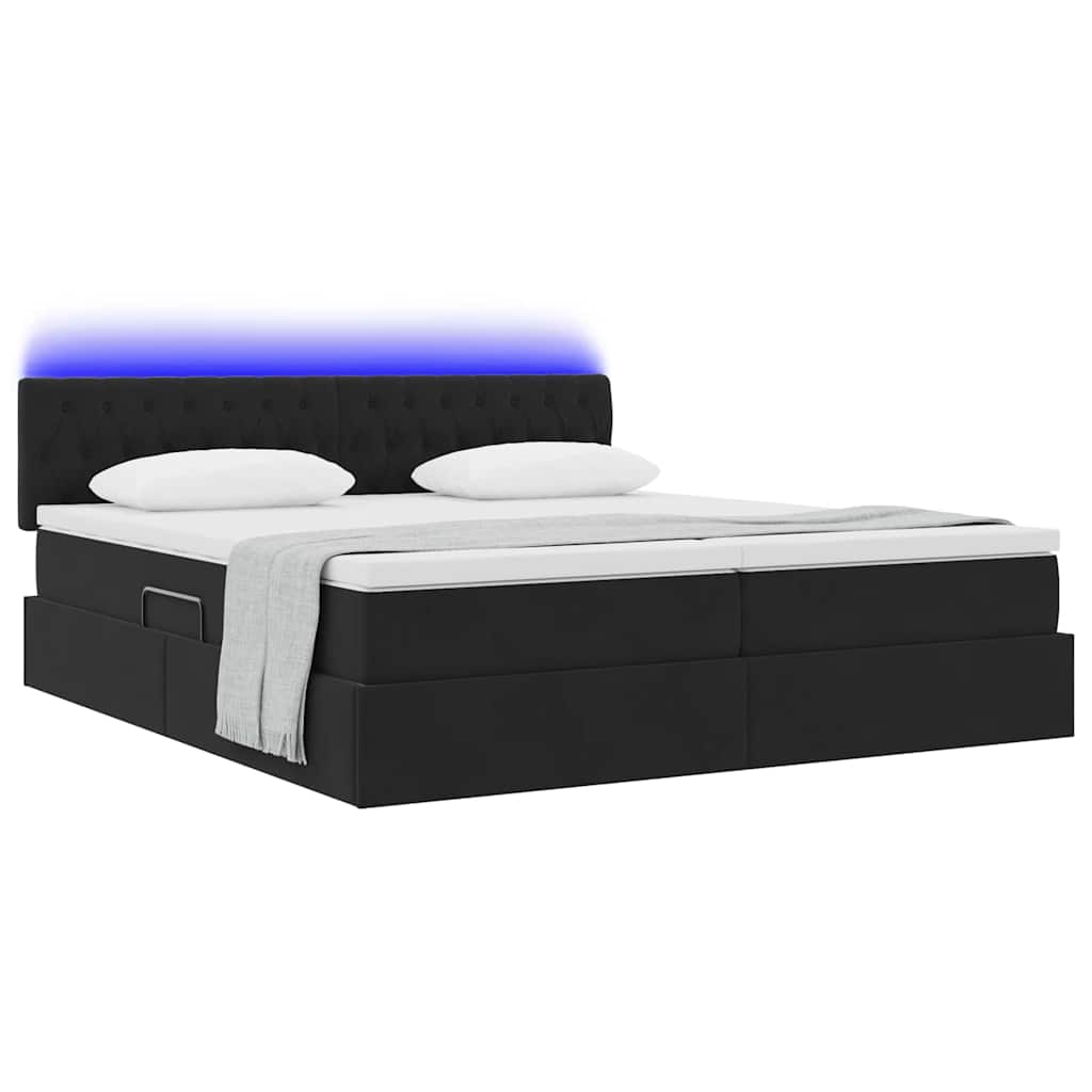 Κρεβάτι με φώτα λωρίδας LED Μαύρο 180 x 200 cm Βελούδο - Pakobazaar