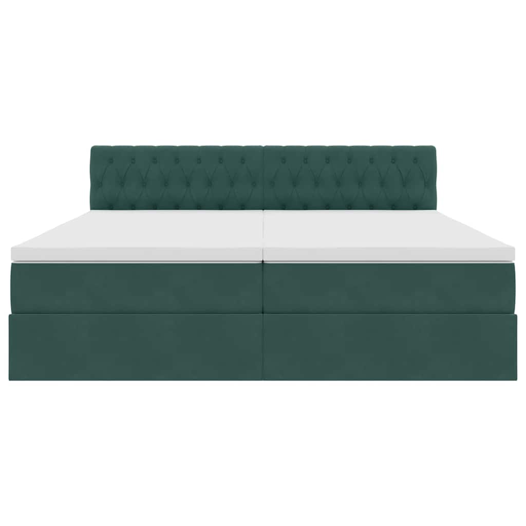 Κρεβάτι με φώτα λωρίδας LED Σκούρο Πράσινο 180 x 200 cm Βελούδο - Pakobazaar