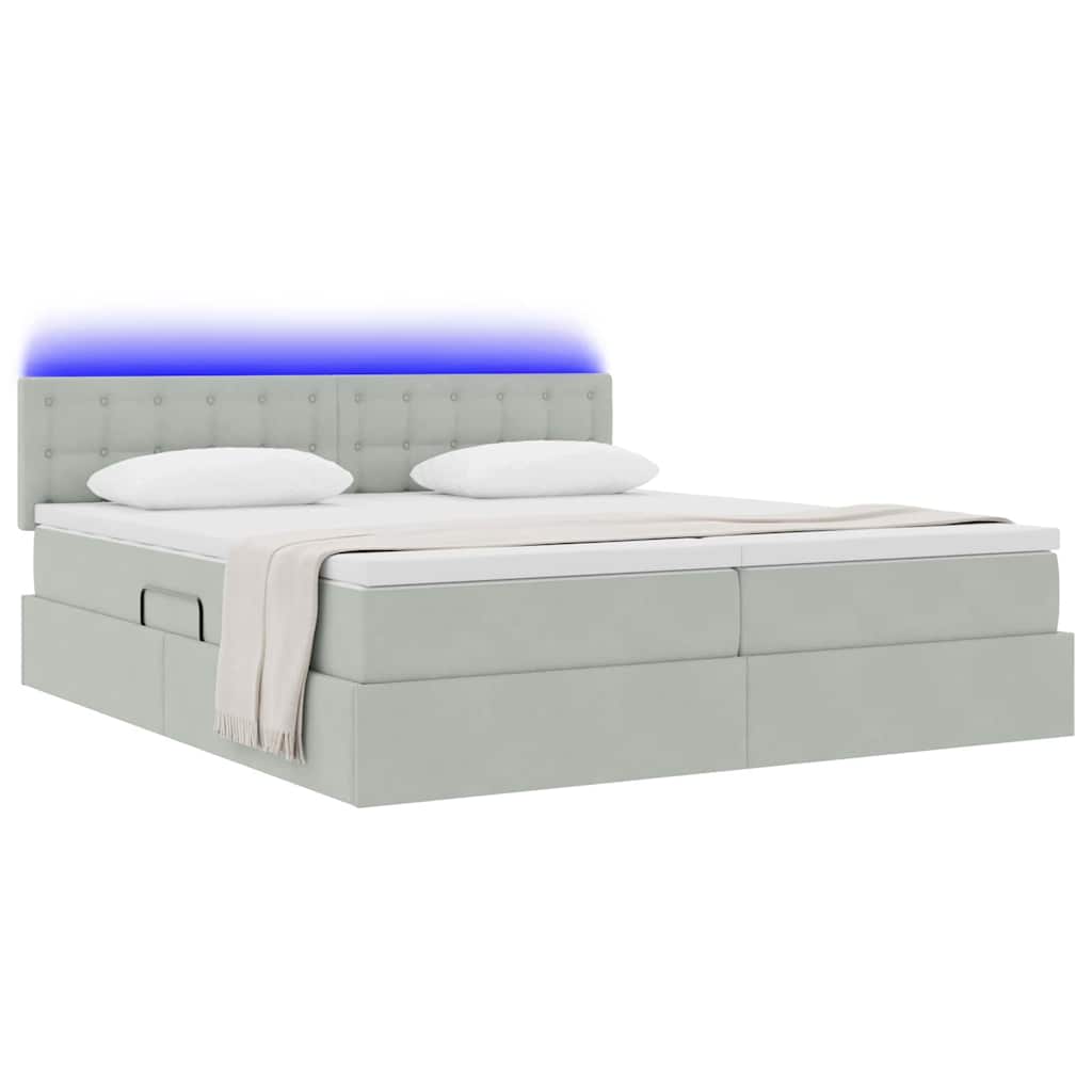 Κρεβάτι με φώτα λωρίδας LED Ανοιχτό γκρι 180 x 200 cm Βελούδο - Pakobazaar