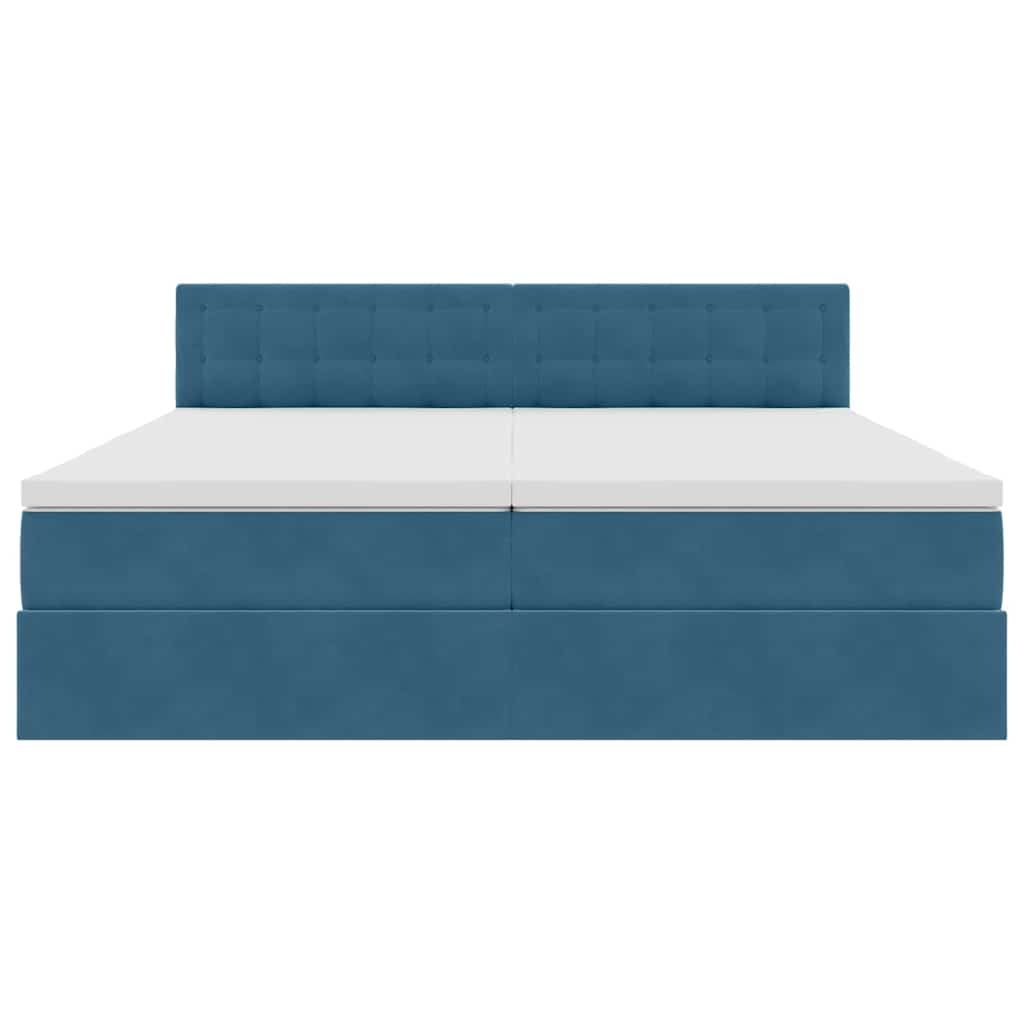 Κρεβάτι με φώτα λωρίδας LED Σκούρο Μπλε 200 x 200 cm Βελούδο - Pakobazaar