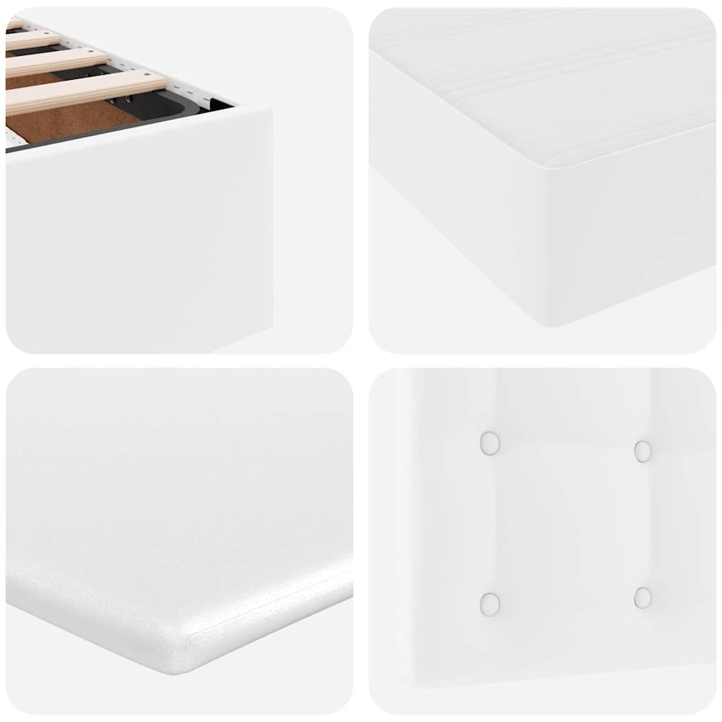 Κρεβάτι Αποθήκης Καθαρό Λευκό 90 x 190 cm Τεχνητό Δέρμα - Pakobazaar