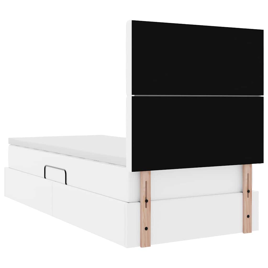 Κρεβάτι Αποθήκης Καθαρό Λευκό 90 x 190 cm Τεχνητό Δέρμα - Pakobazaar