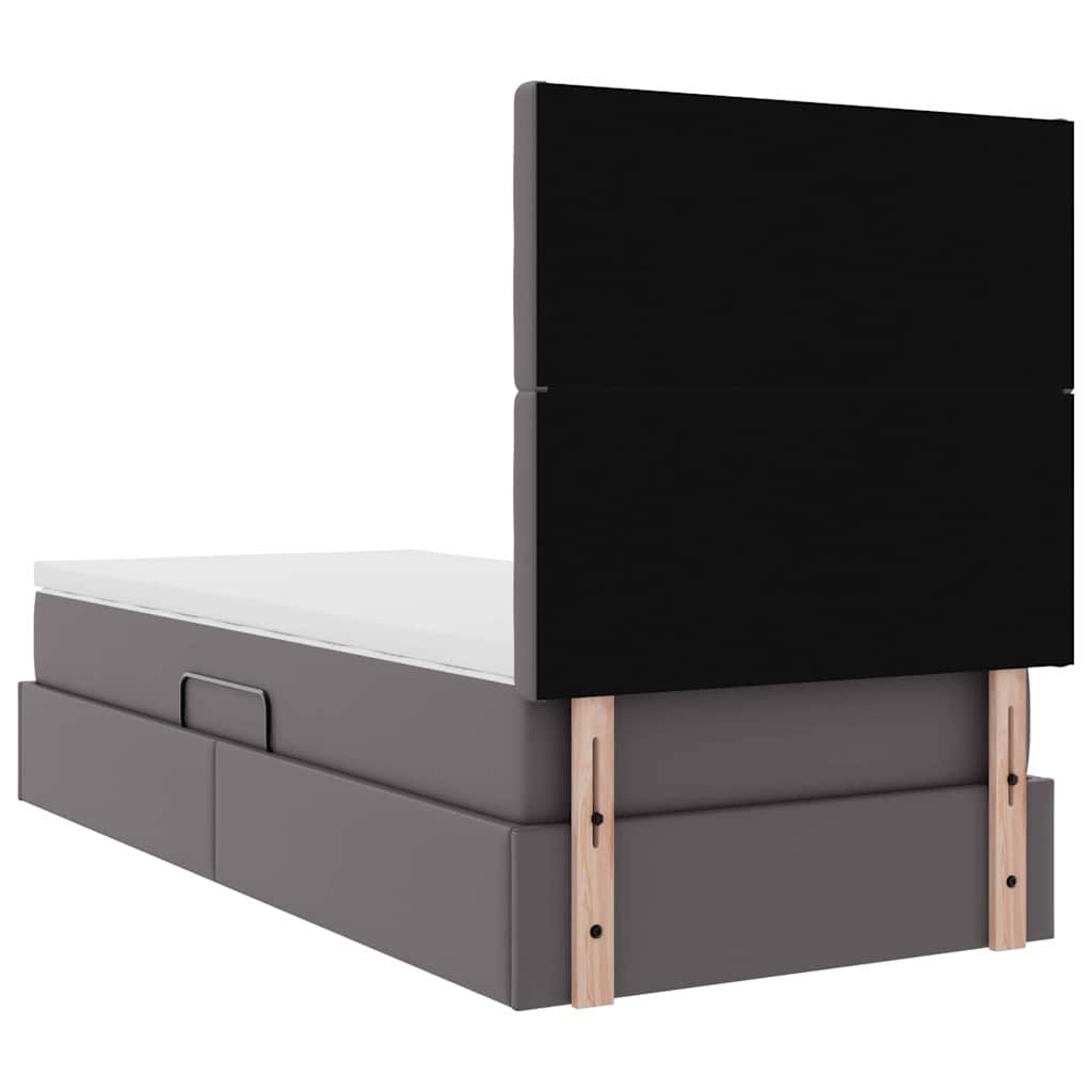 Κρεβάτι Αποθήκης με στρώμα Γκρι 90 x 190 cm Τεχνητό Δέρμα - Pakobazaar