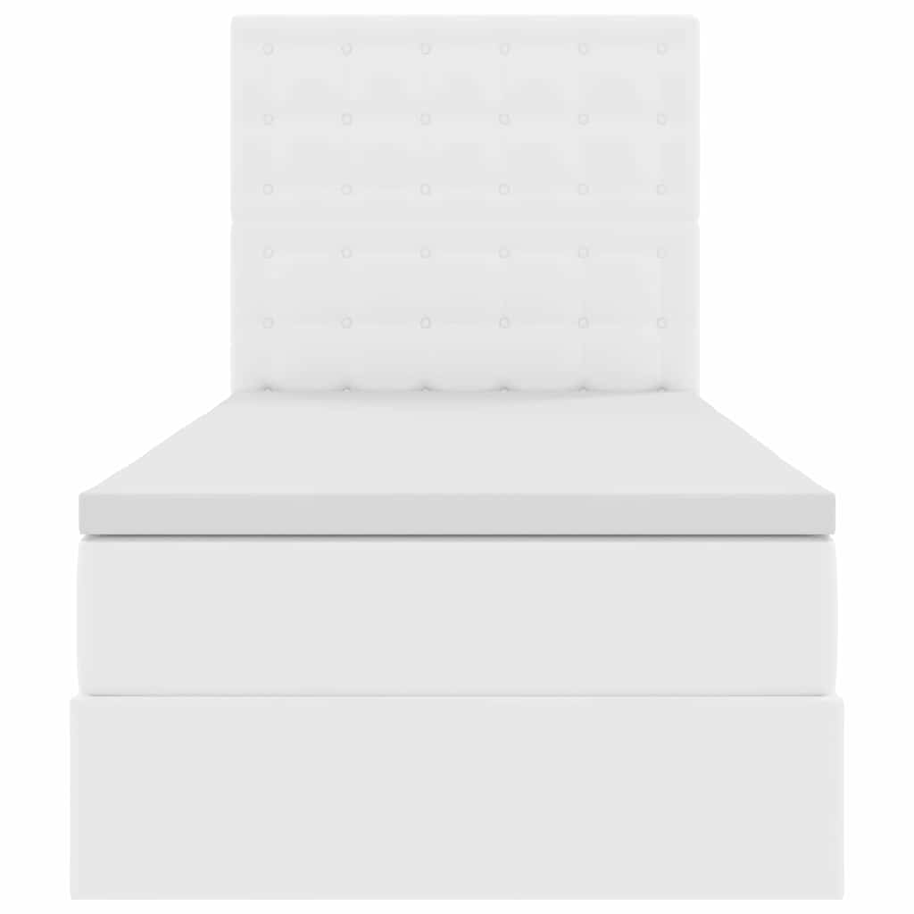 Κρεβάτι Αποθήκης Καθαρό Λευκό 100 x 200 cm Τεχνητό Δέρμα - Pakobazaar