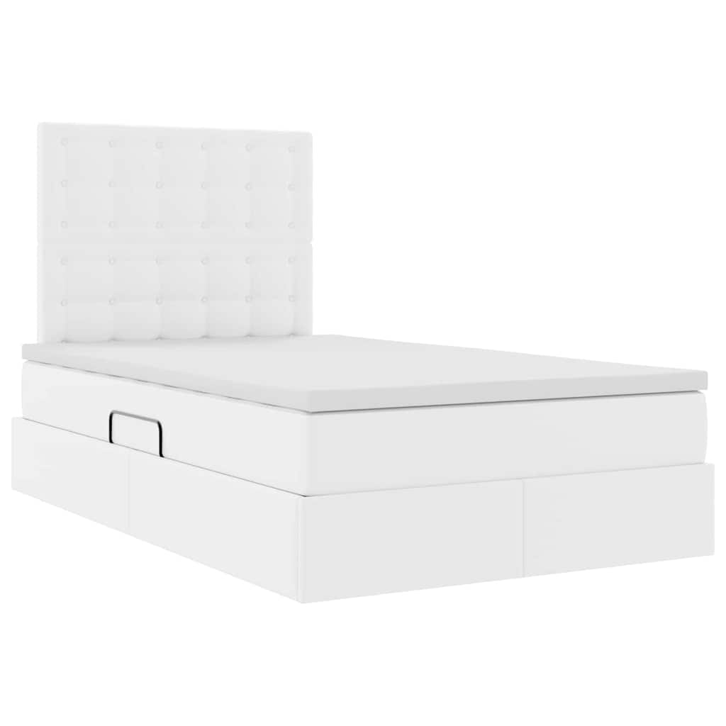 Κρεβάτι Αποθήκης με κεφαλάρι Λευκό 120 x 190 cm Τεχνητό Δέρμα
