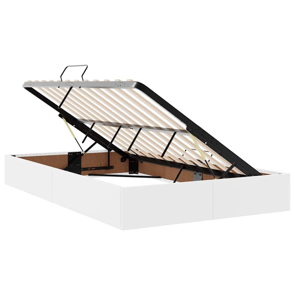 Κρεβάτι Αποθήκης με κεφαλάρι Λευκό 120 x 190 cm Τεχνητό Δέρμα