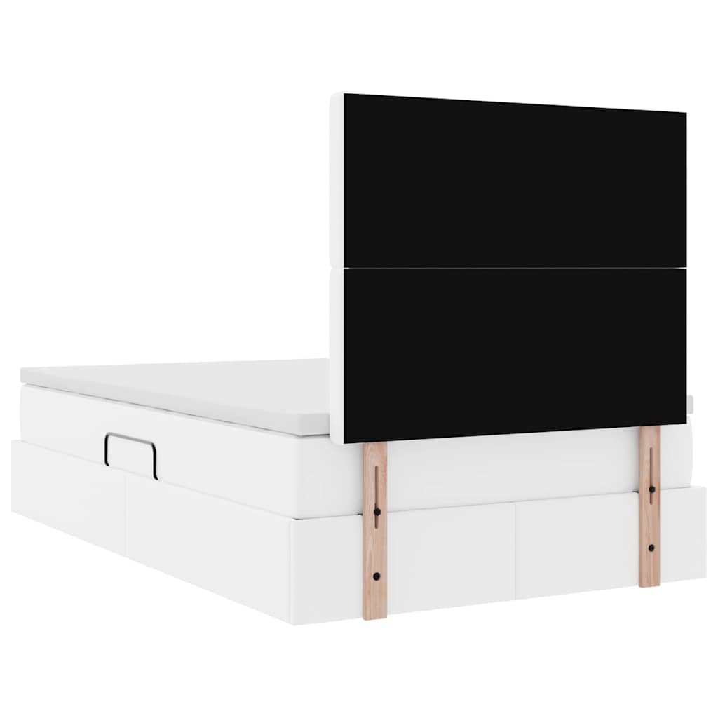 Κρεβάτι Αποθήκης με κεφαλάρι Λευκό 120 x 190 cm Τεχνητό Δέρμα