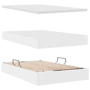 Κρεβάτι Αποθήκης με κεφαλάρι Λευκό 120 x 190 cm Τεχνητό Δέρμα