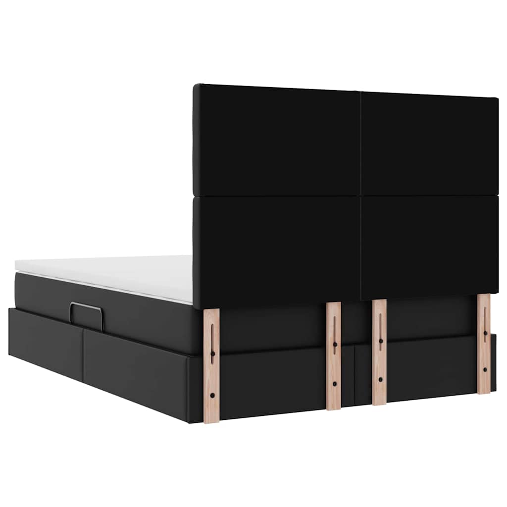 Κρεβάτι Αποθήκης με στρώμα Μαύρο 140 x 200 cm Τεχνητό Δέρμα - Pakobazaar