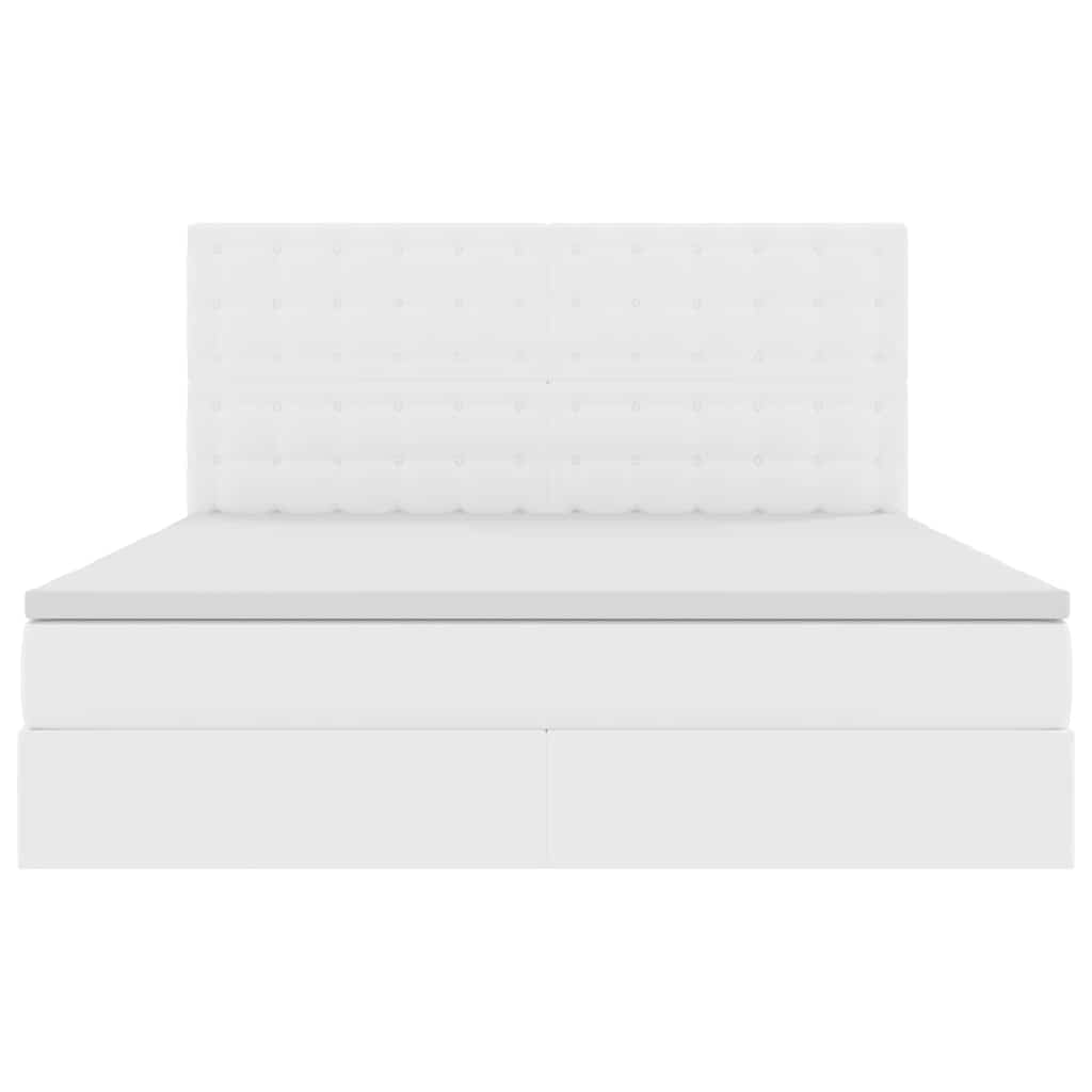 Κρεβάτι Αποθήκης Καθαρό Λευκό 160 x 200 cm Τεχνητό Δέρμα - Pakobazaar