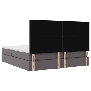 Κρεβάτι Αποθήκης με στρώμα Γκρι 160 x 200 cm Τεχνητό Δέρμα - Pakobazaar