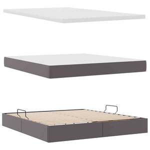 Κρεβάτι Αποθήκης με στρώμα Γκρι 160 x 200 cm Τεχνητό Δέρμα - Pakobazaar