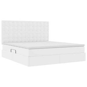 Κρεβάτι Αποθήκης Καθαρό Λευκό 180 x 200 cm Τεχνητό Δέρμα
