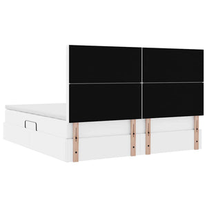 Κρεβάτι Αποθήκης Καθαρό Λευκό 180 x 200 cm Τεχνητό Δέρμα