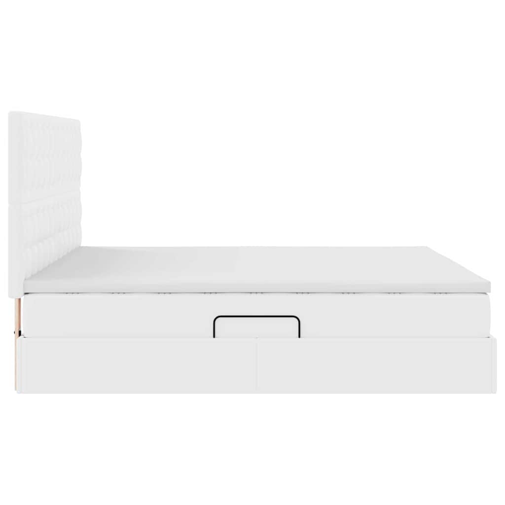 Κρεβάτι Αποθήκης Καθαρό Λευκό 180 x 200 cm Τεχνητό Δέρμα
