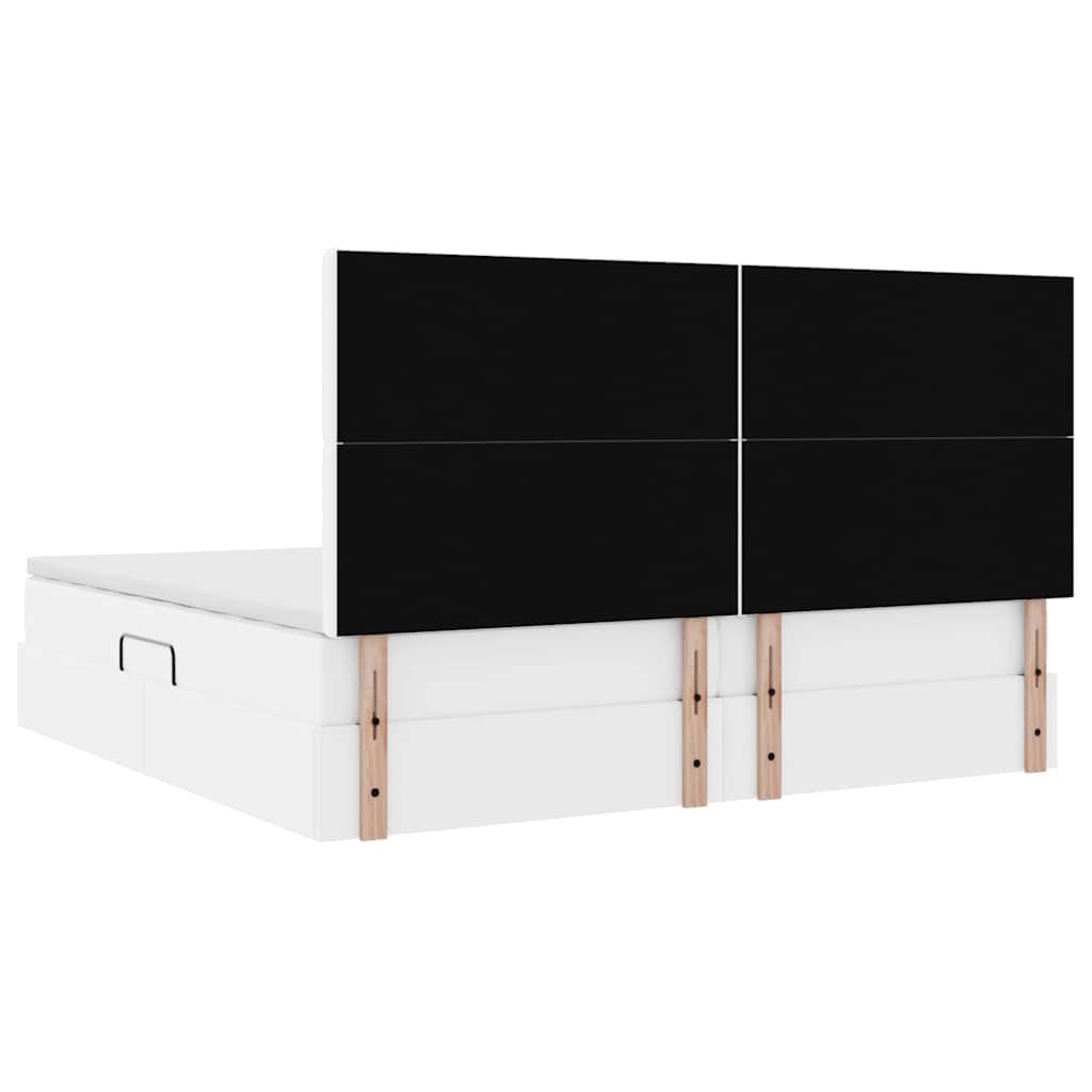 Κρεβάτι Αποθήκης Καθαρό Λευκό 200 x 200 cm Τεχνητό Δέρμα - Pakobazaar