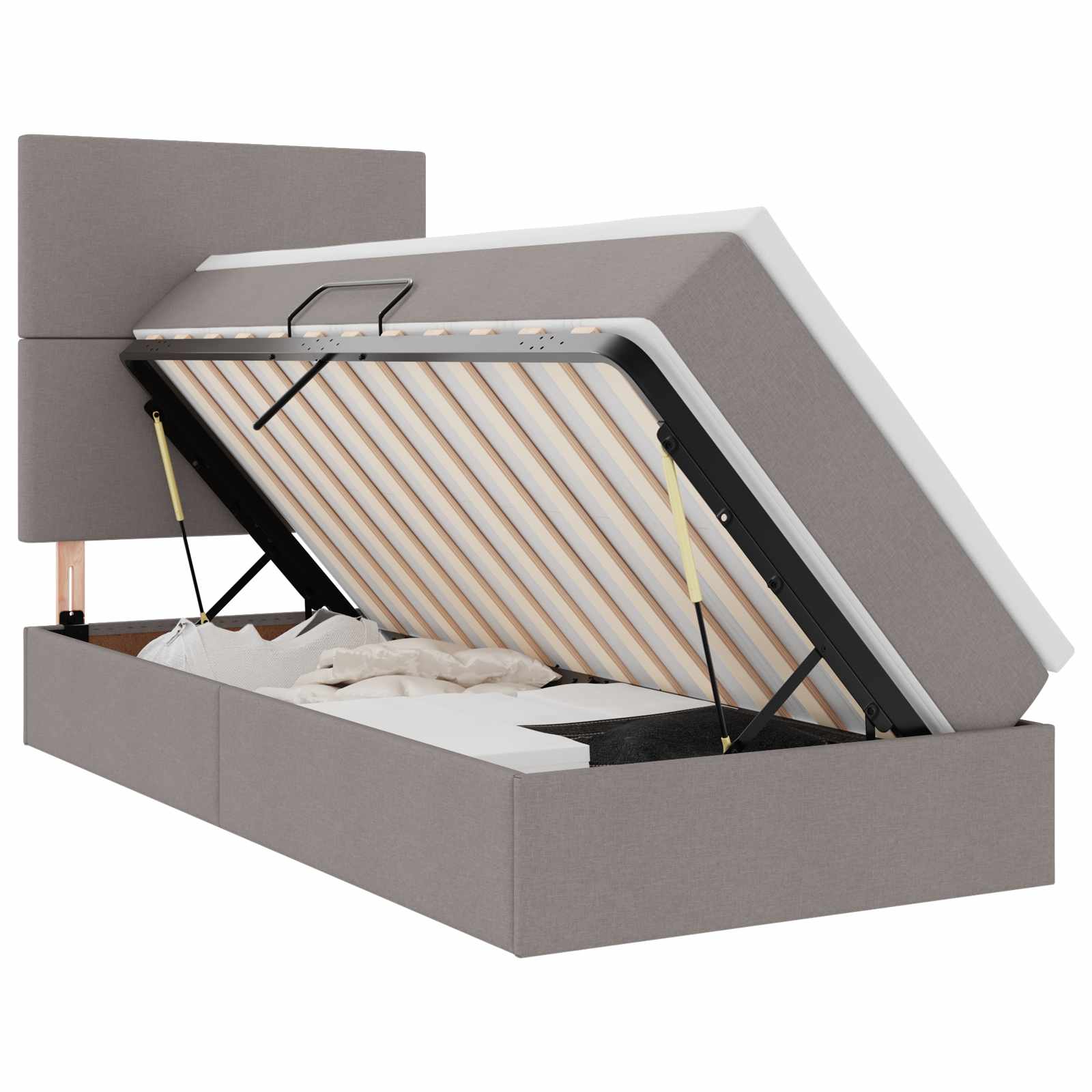 Κρεβάτι με αποθηκευτικό χώρο και στρώμα Taupe 90 x 190 cm - Pakobazaar