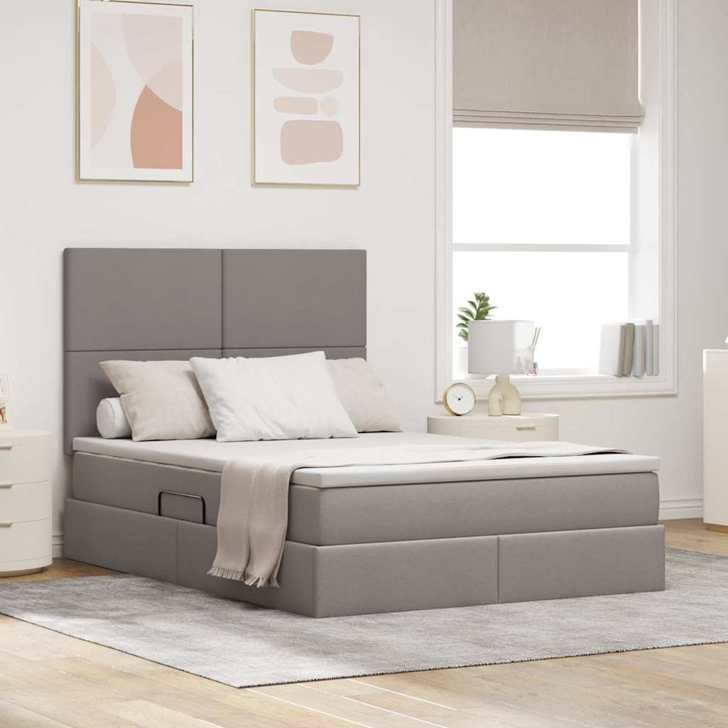 Κρεβάτι με αποθηκευτικό χώρο και στρώμα Taupe 140 x 190 cm - Pakobazaar