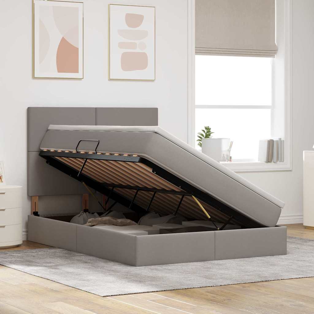 Κρεβάτι με αποθηκευτικό χώρο και στρώμα Taupe 140 x 190 cm - Pakobazaar