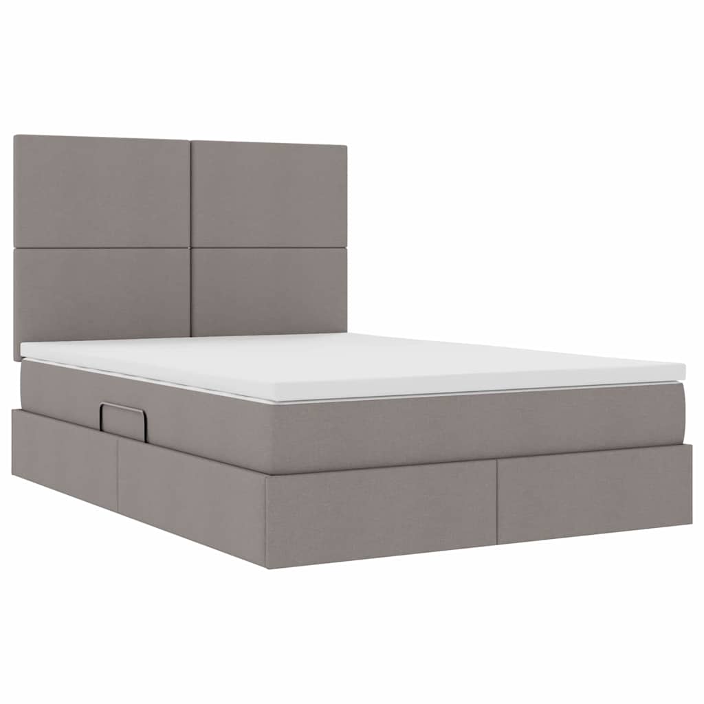 Κρεβάτι με αποθηκευτικό χώρο και στρώμα Taupe 140 x 190 cm - Pakobazaar