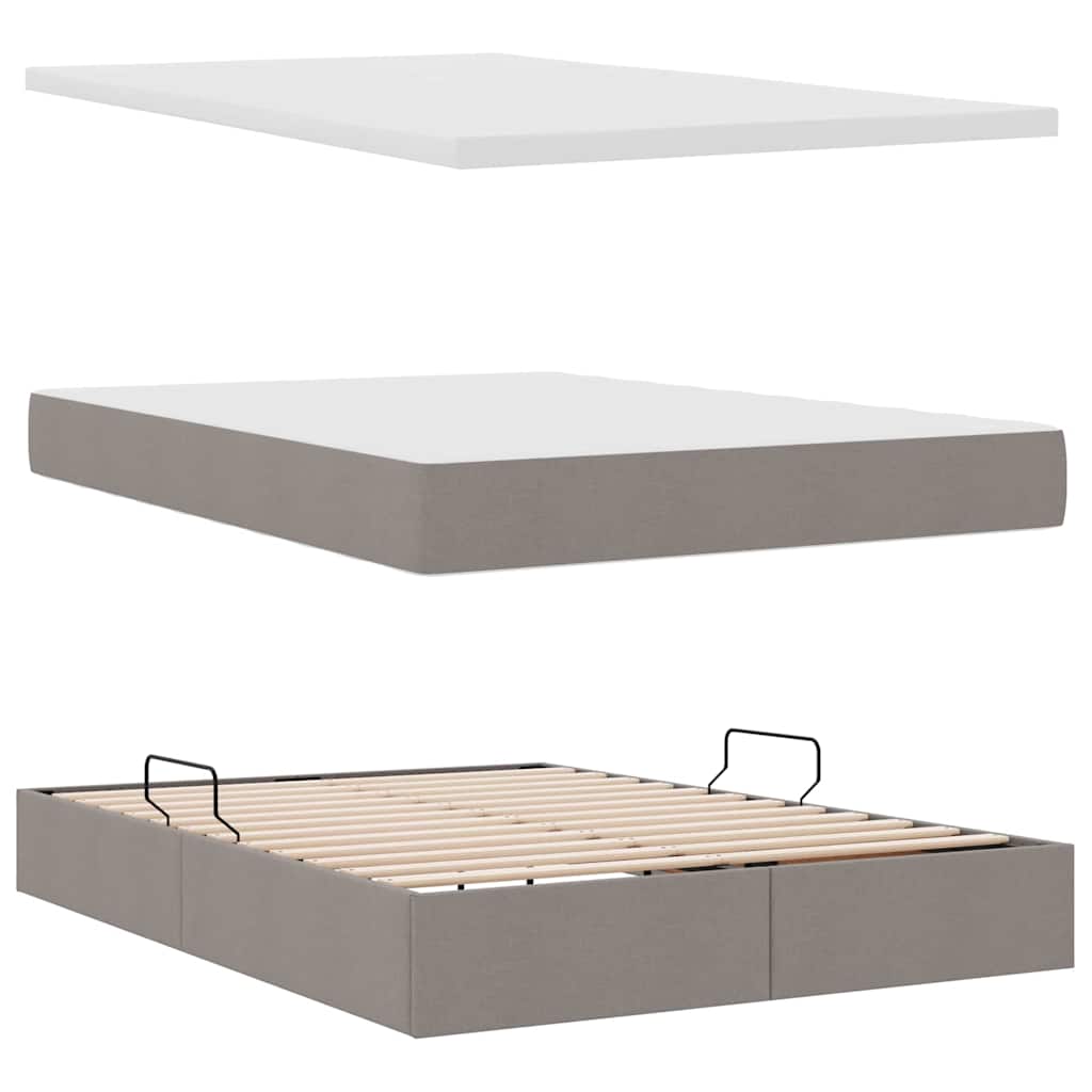 Κρεβάτι με αποθηκευτικό χώρο και στρώμα Taupe 140 x 190 cm - Pakobazaar