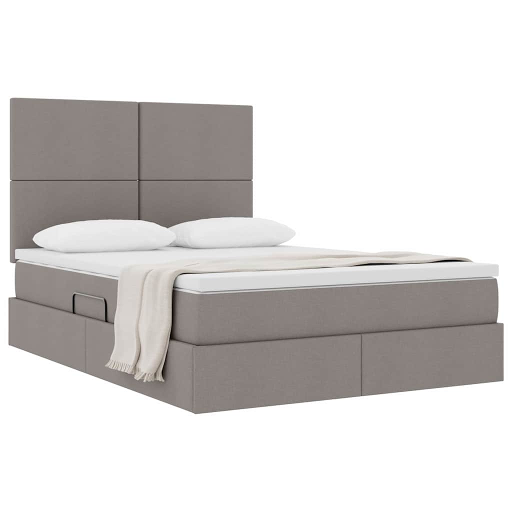 Κρεβάτι με αποθηκευτικό χώρο και στρώμα Taupe 140 x 190 cm - Pakobazaar