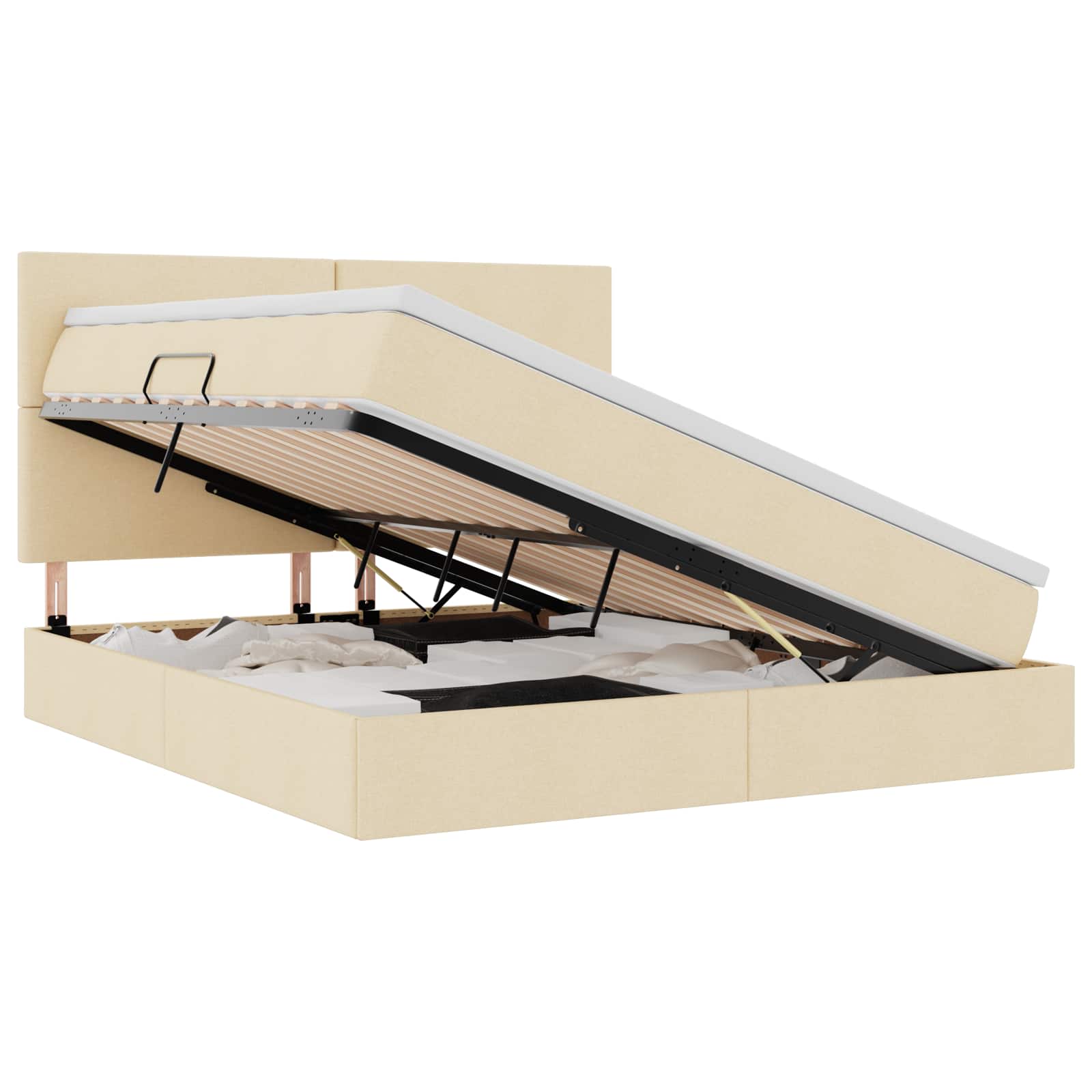 Κρεβάτι με αποθηκευτικό χώρο και στρώμα Κρέμ 160 x 200 cm - Pakobazaar