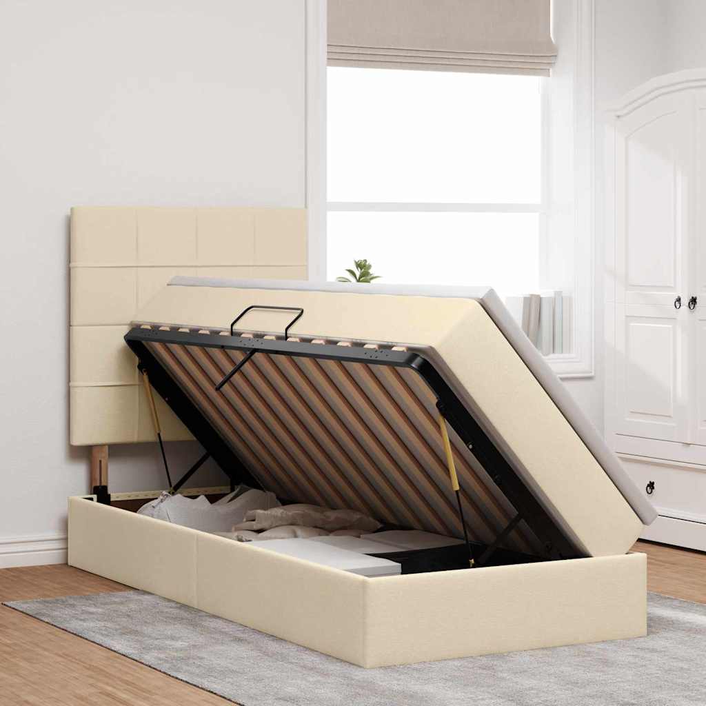 Κρεβάτι με αποθηκευτικό χώρο και στρώμα Κρέμ 90 x 190 cm - Pakobazaar