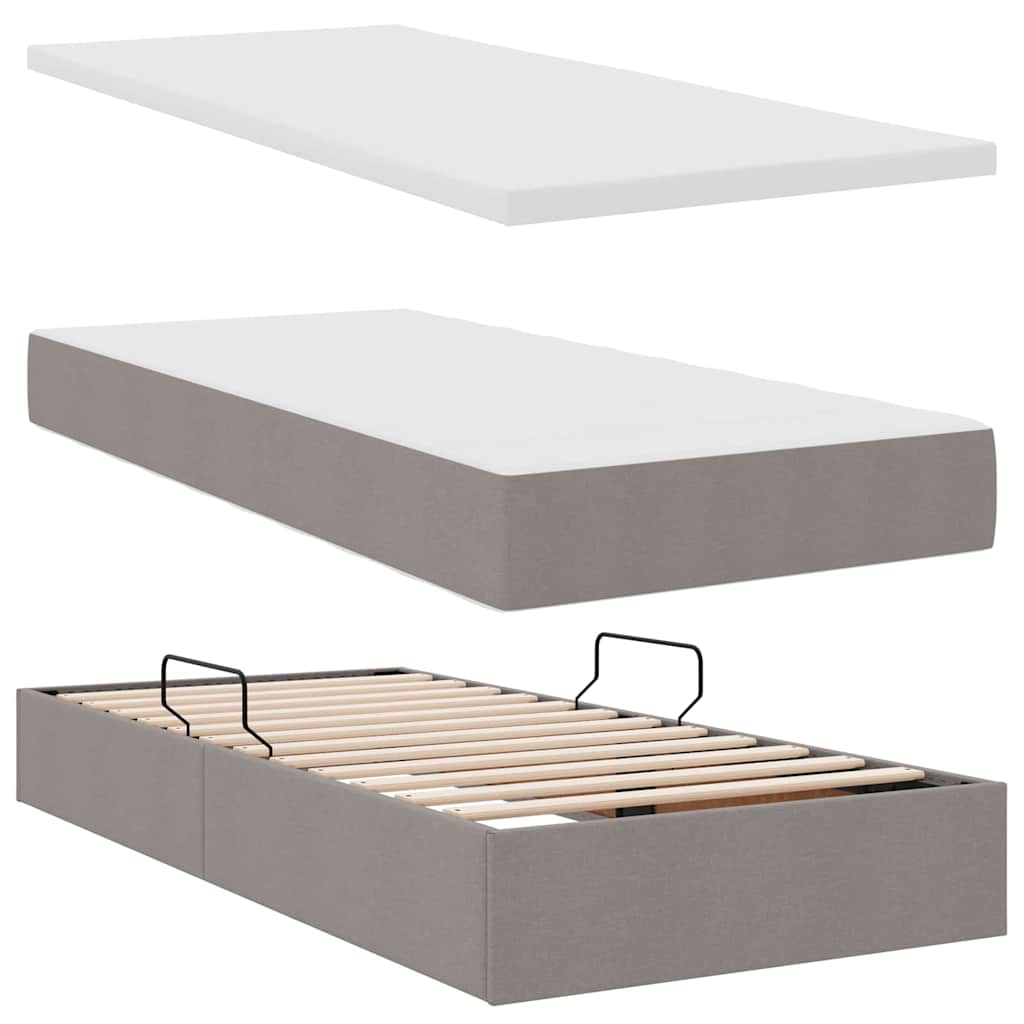 Κρεβάτι με αποθηκευτικό χώρο και στρώμα Taupe 90 x 200 cm - Pakobazaar