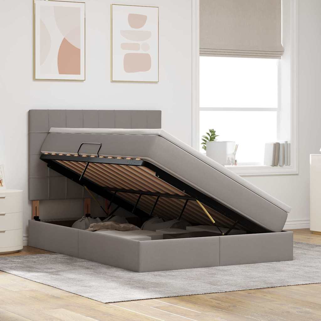 Κρεβάτι με αποθηκευτικό χώρο και στρώμα Taupe 140 x 190 cm - Pakobazaar