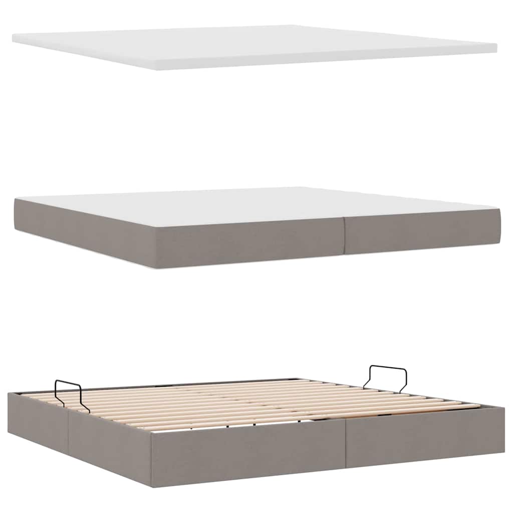 Κρεβάτι με αποθηκευτικό χώρο και στρώμα Taupe 200 x 200 cm - Pakobazaar