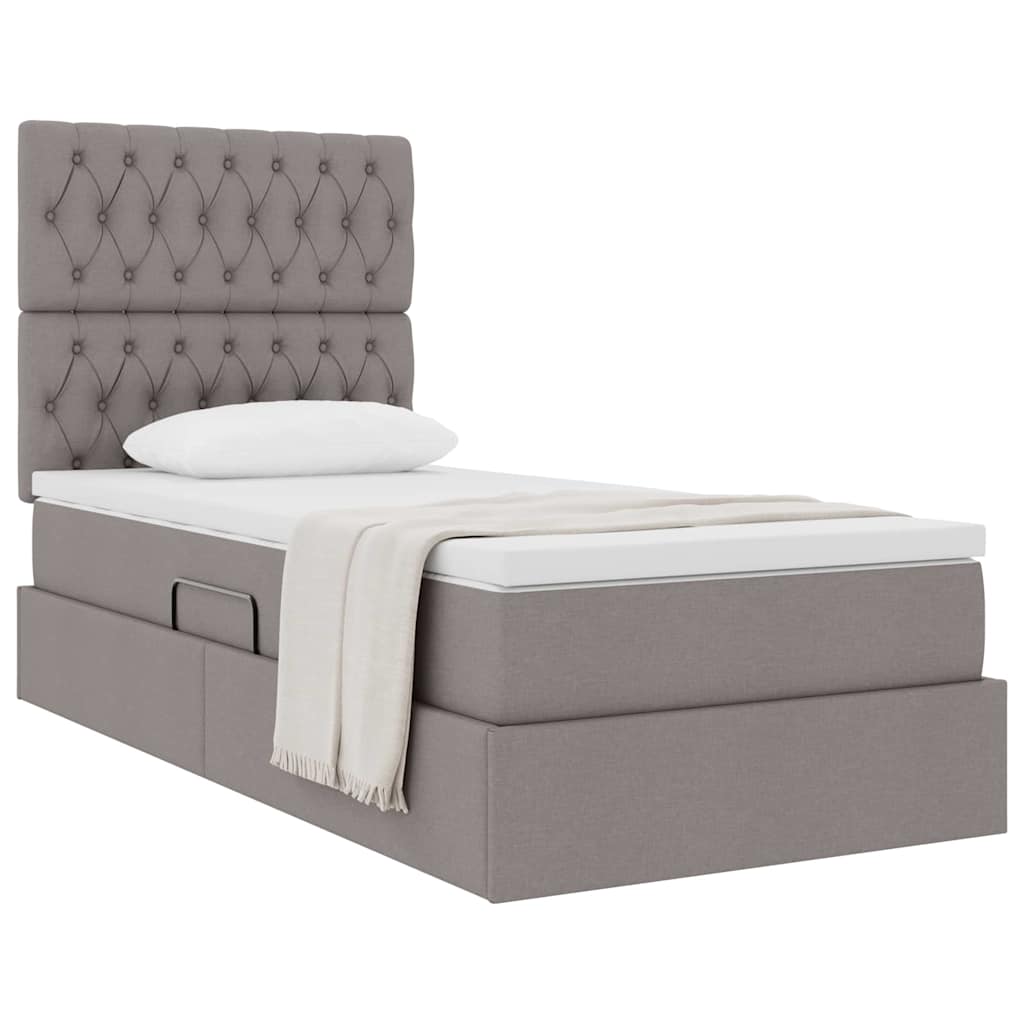 Κρεβάτι με αποθηκευτικό χώρο και στρώμα Taupe 90 x 200 cm