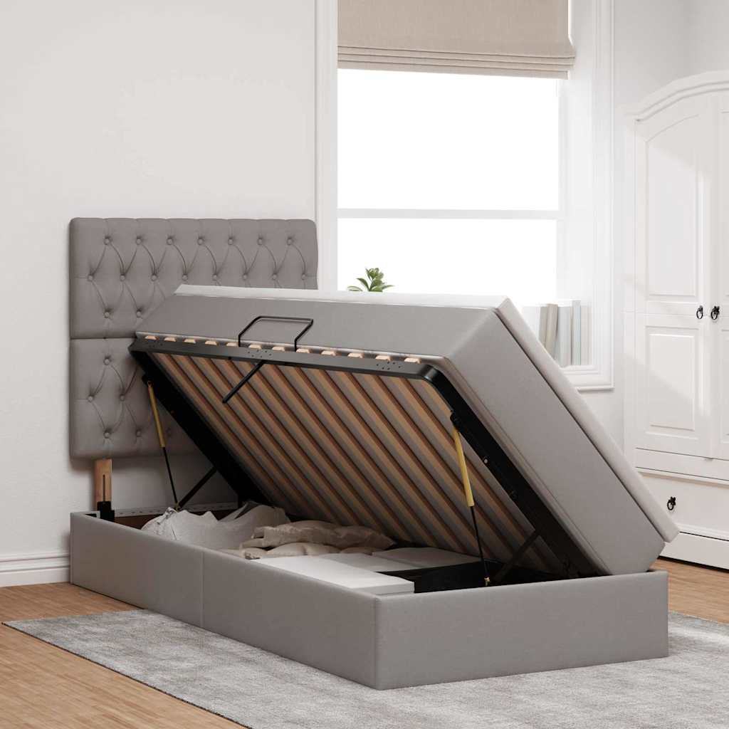 Κρεβάτι με αποθηκευτικό χώρο και στρώμα Taupe 100 x 200 cm - Pakobazaar